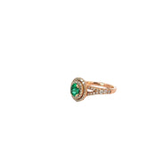 14k Rose Gold .56ct AAA Oval  Colombian Emerald and .50ct G SI1 Round Ring